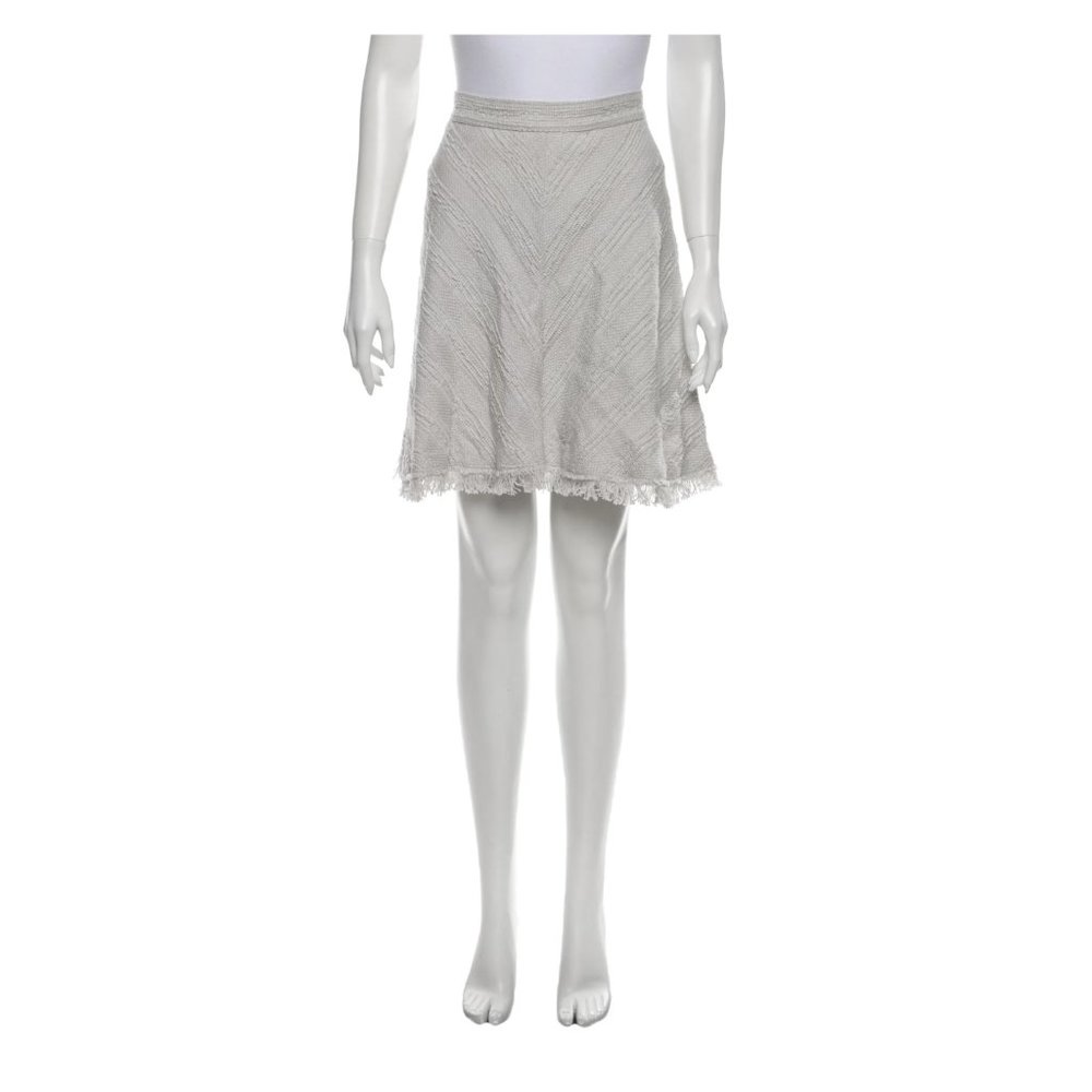 REBECCA TAYLOR Gray Woven Fringe Knee-Length A-Line Skirt~4